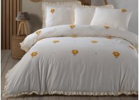 Постельное белье Washed Cotton Saheser - Florita Yellow с вышивкой (Turkey), евро